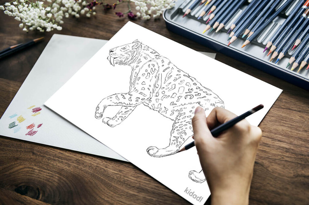 saber tooth tiger coloring page 09