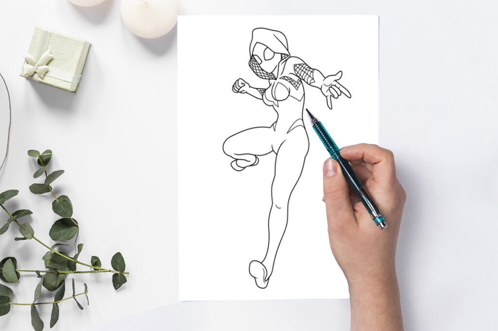 spider gwen coloring pages 06