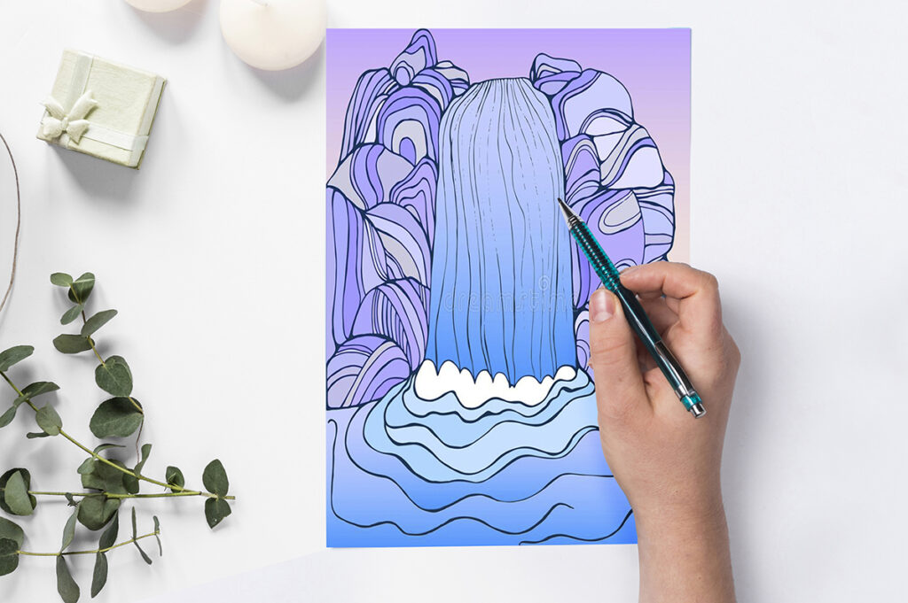 waterfall coloring page 14