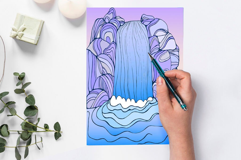 waterfall coloring page 14