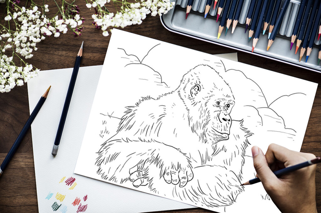 gorilla coloring page 08