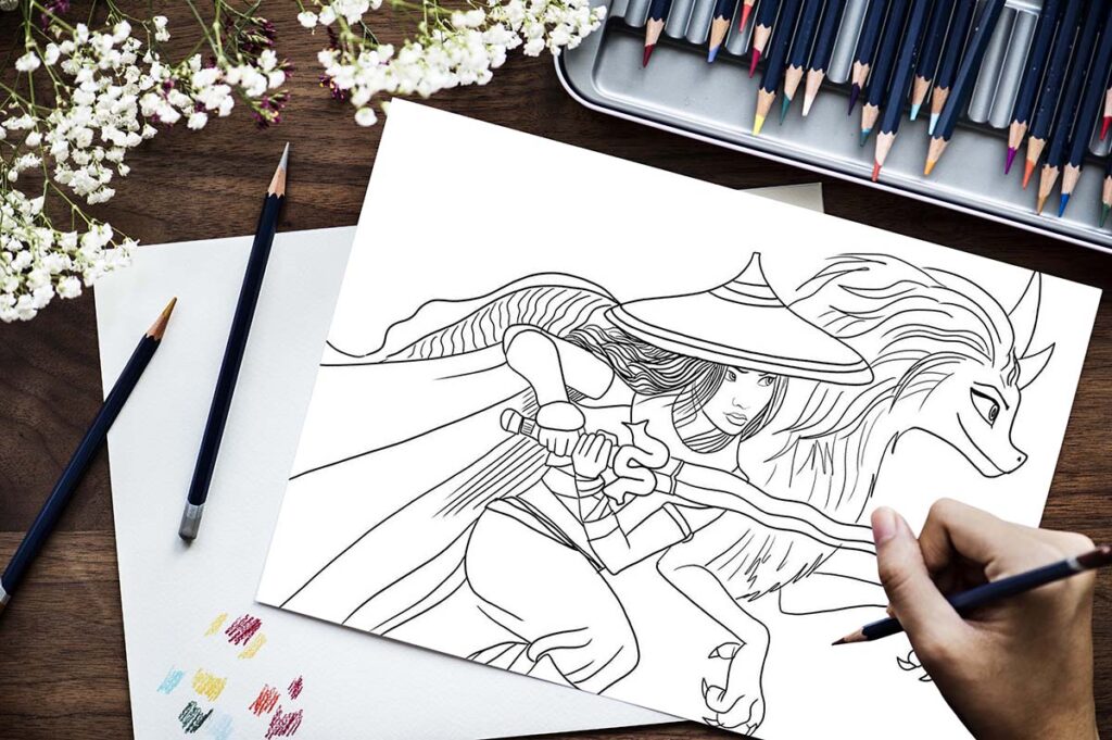 raya and the last dragon coloring pages 01