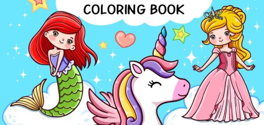 Whimsy Unleashed: A Colorful Journey Through Unicorns, Mermaids, and Princesses for Young Artists